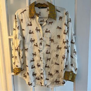 Zara Silk Tiger Button Down